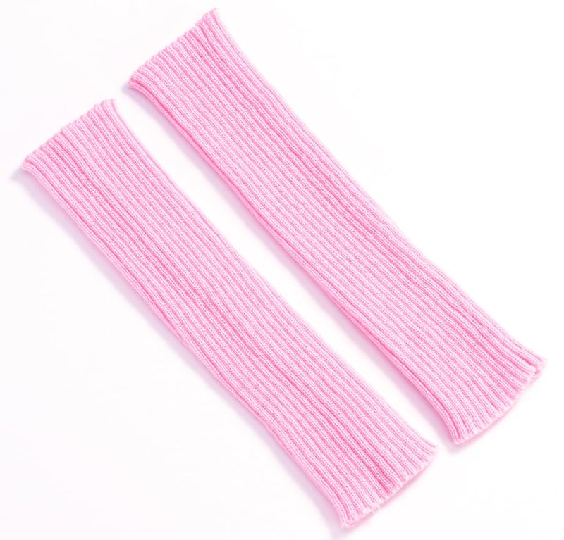 CHUNG Women Juniors Knitted Leg Warmers 16.5" Neon Party Dance Sports Fitness Accessory Pack of 1/2/3 (One Size, Light Pink) - Image 1